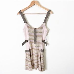 Free People Pink Sepia Striped Buckle Waist Sleeveless Knit Sweater Dress Medium